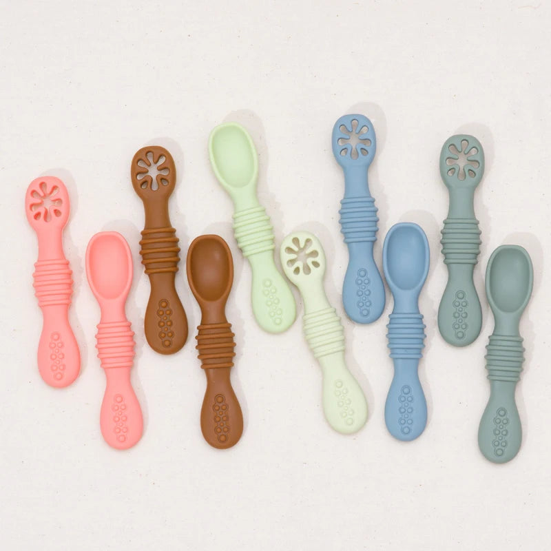 Baby Spoon Fork Set Food Grade Silicone Sticky Spoon