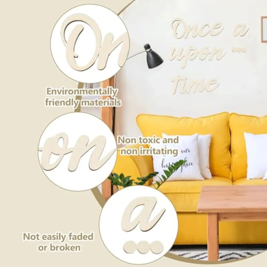 Wooden Once Upon a Time Wall Sign, 8.5 Inch - size reference