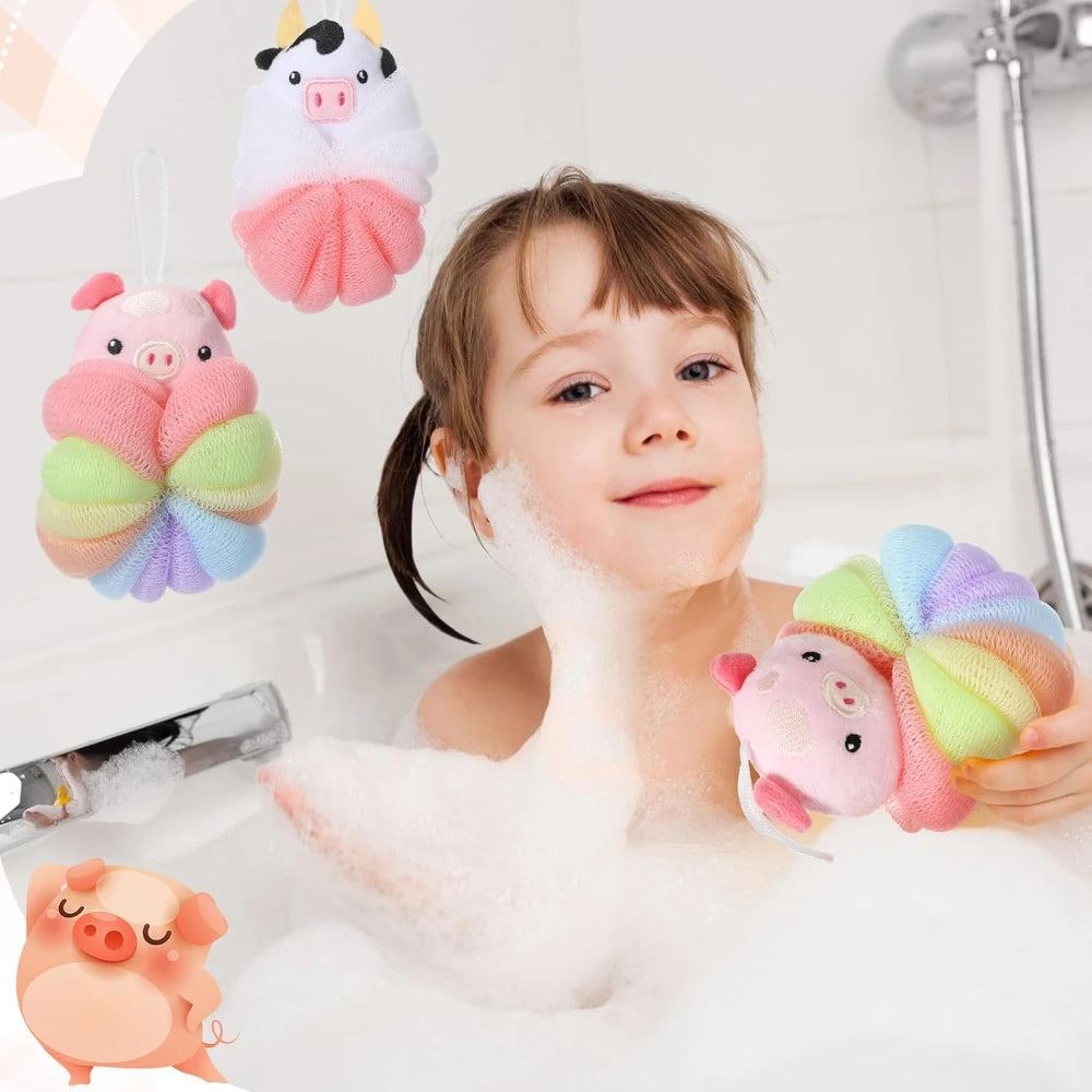 2 Pcs Bath Loofahs - side angle