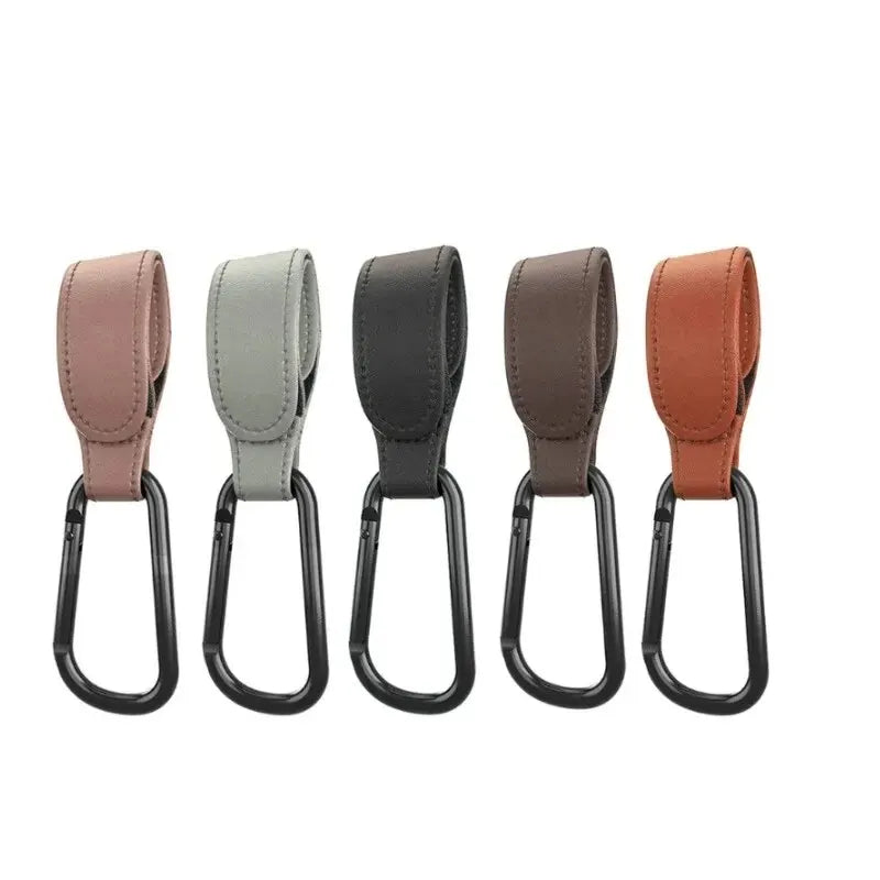 2Pcs Leather Cart Hooks Baby Stroller Hook PU - side angle