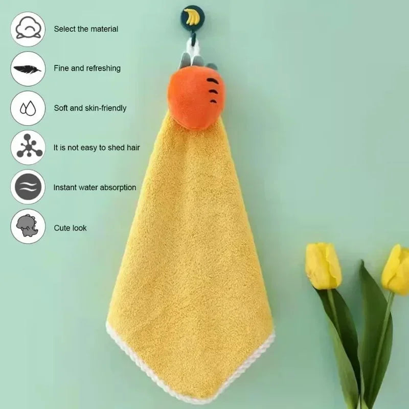 4pcs Coral Fleece Hangable Hand Towels Kids Baby - size reference