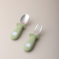 Baby panda shape silicone spoon fork stainless steel