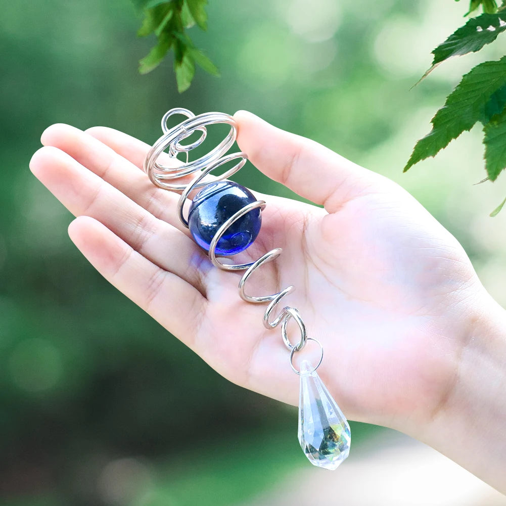 Rotating Spiral Tail Wind Spinner Chimes Crystal Glass - lifestyle in-use