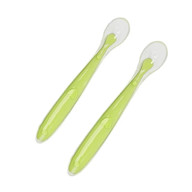 2 Pcs Baby Silicone Spoon Learning Spoon Set Stars - set overview