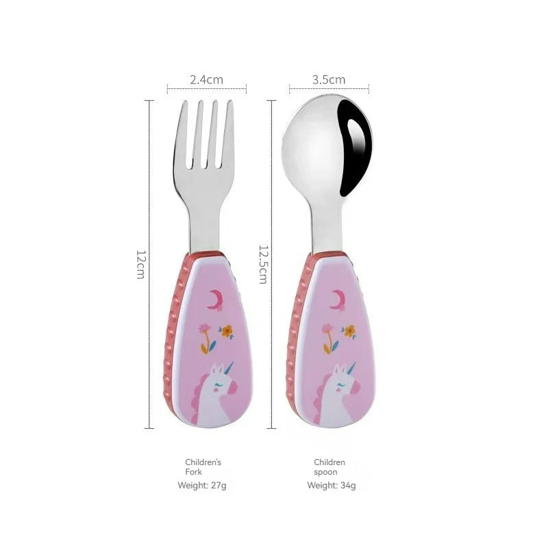 2Pcs Toddler Utensils Cute Toddler Feeding Spoon Fork - size reference