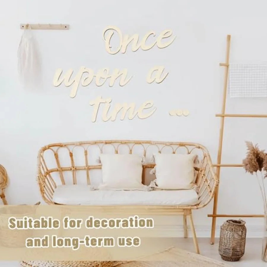 Wooden Once Upon a Time Wall Sign, 8.5 Inch - feature close-up