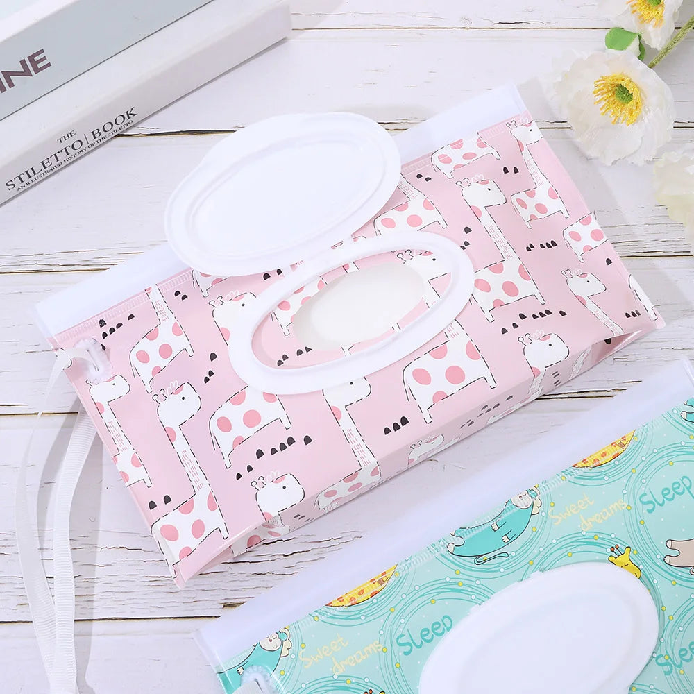 Cute EVA Baby Wet Wipe Pouch Wipes Holder Case Flip - detail view