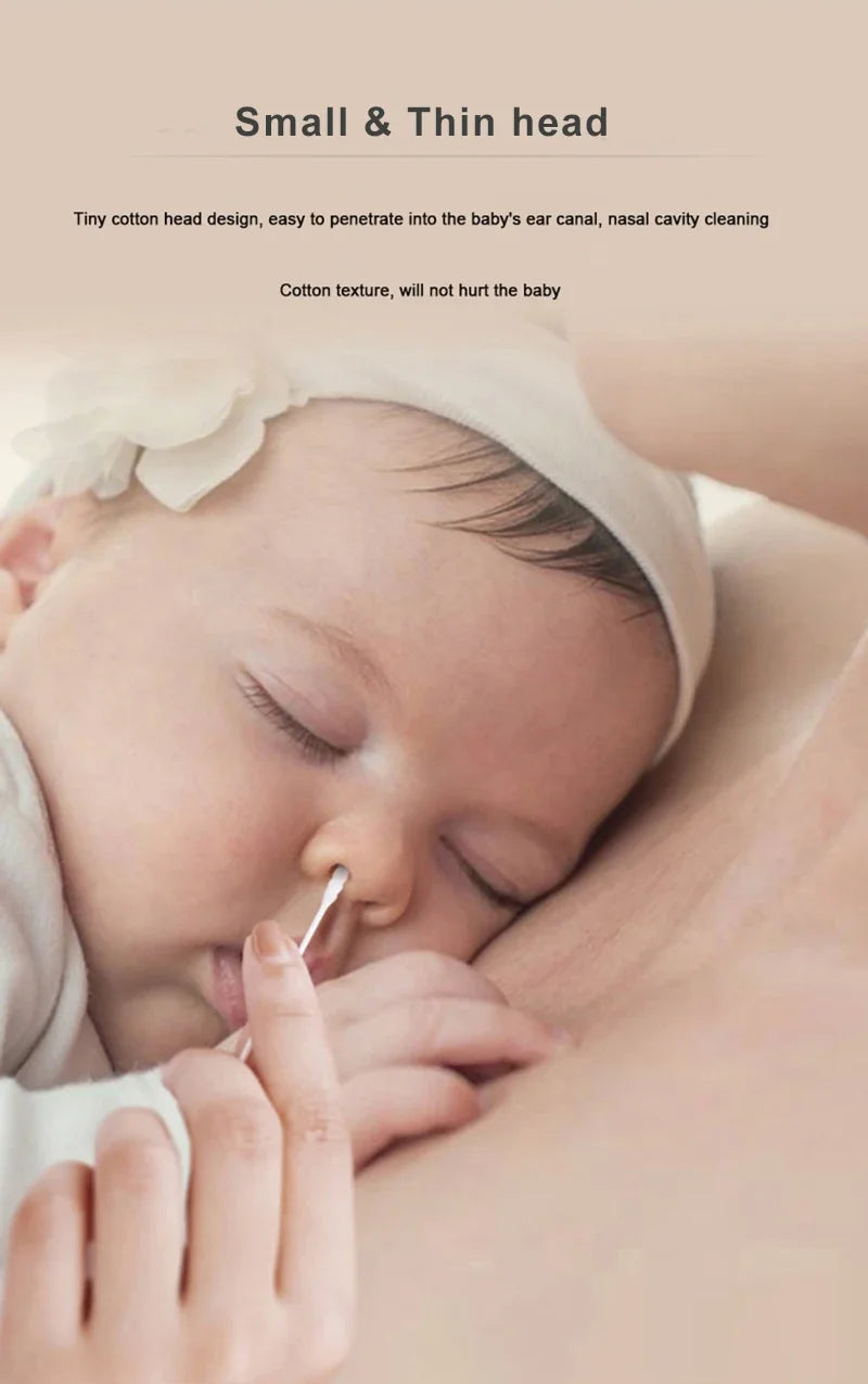 1 Box Sterile Baby Cotton Swabs Double Ended Spiral - top-down view