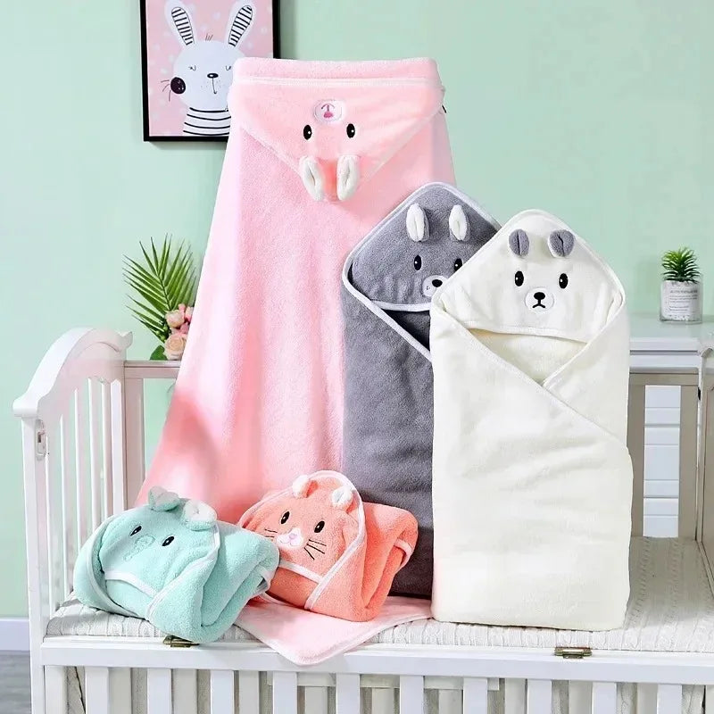80 80cm Cartoon Baby Bath Towel Body Hooded Polyester - side angle