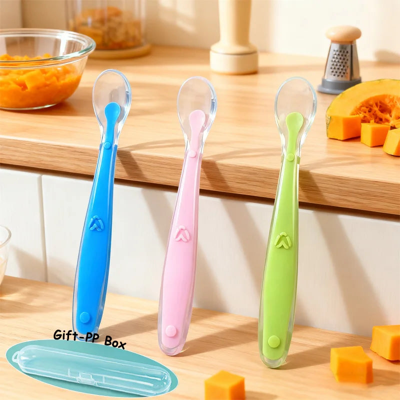 1 2Pcs Silicone Spoon Set Baby Learning eat Training - lifestyle in-use