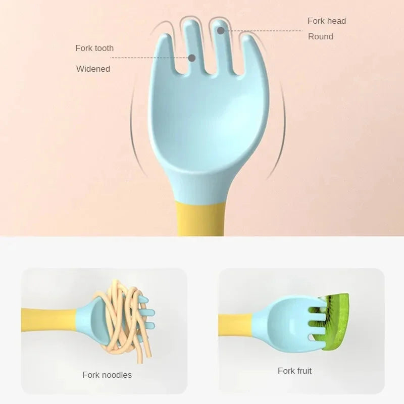 Baby Fork Spoon Set Bendable Toddler Utensils Soft - packaging view