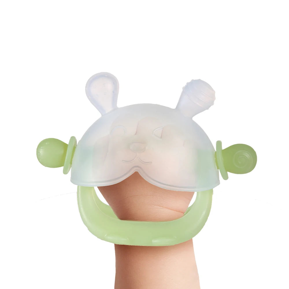 3 Pack BPA Free Silicone Baby Teething Mitten - lifestyle in-use