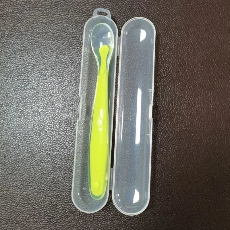 1 2Pcs Silicone Spoon Set Baby Learning eat Training