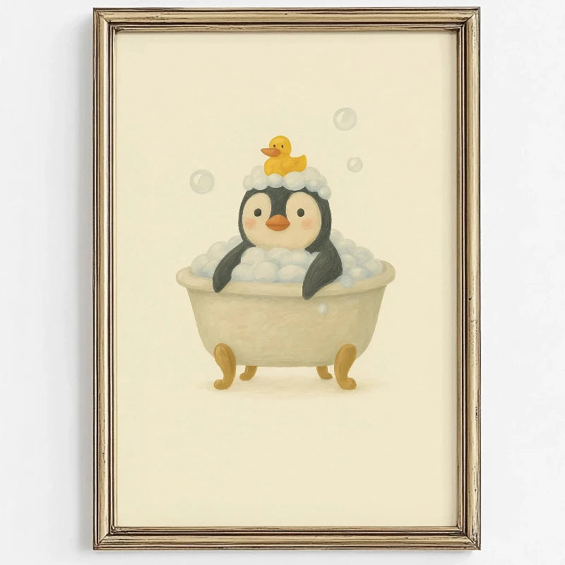 Cute Animal Bubble Bath Wall Art Cute Bathroom Animal - detail view