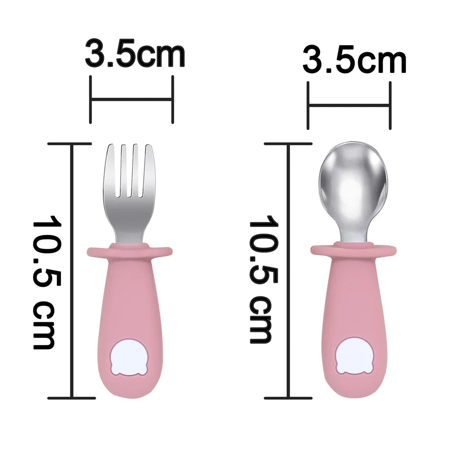New Design Baby Feeding Solid Food Spoon Fork Set BPA