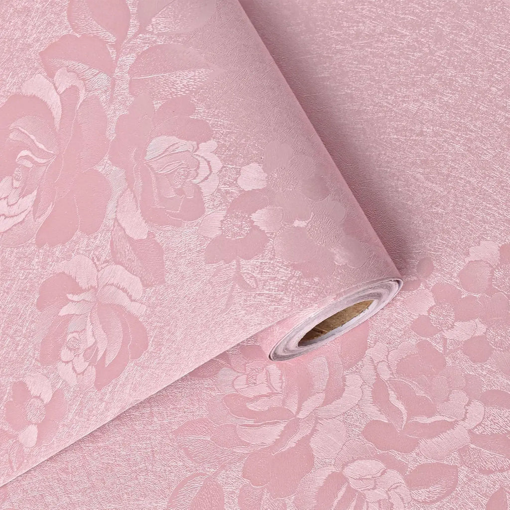 Pink Floral Peel Stick Wallpaper 118inL 17 7inW Self - front view
