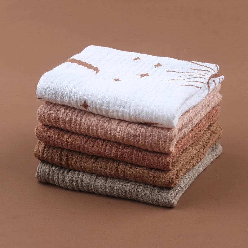 5PCS Soft Absorbent Gauze Cotton Baby Towels Wipe Face