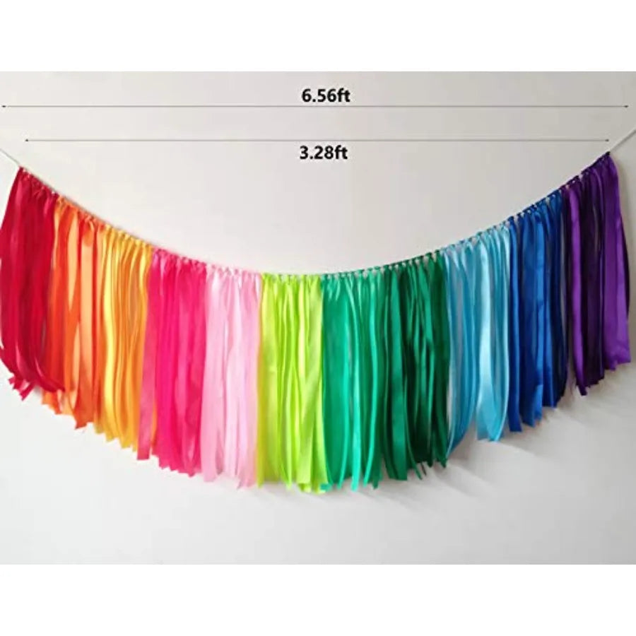 Pastel Rainbow Ribbon Garland 40 inches for Baby Shower - packaging view