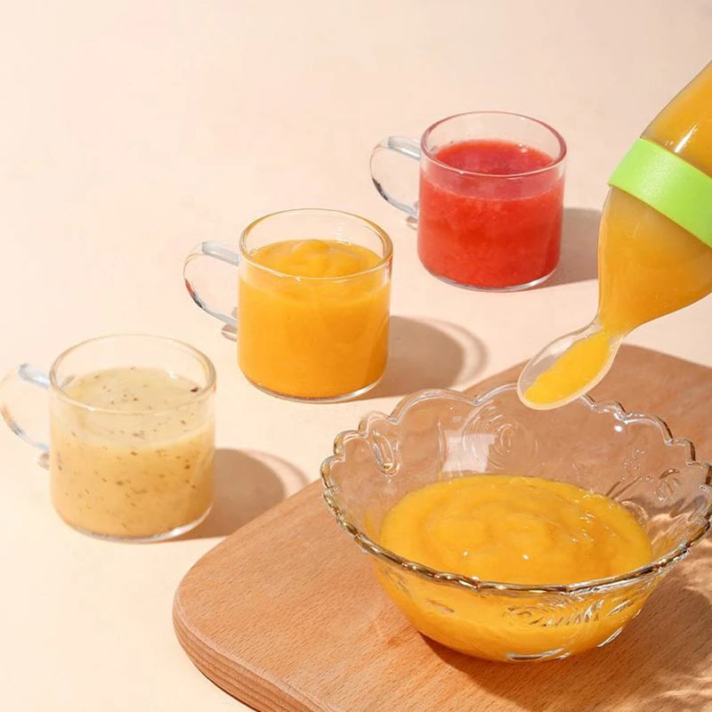 Squeezing Feeding Bottle Silicone Newborn Baby Training - feature close-up