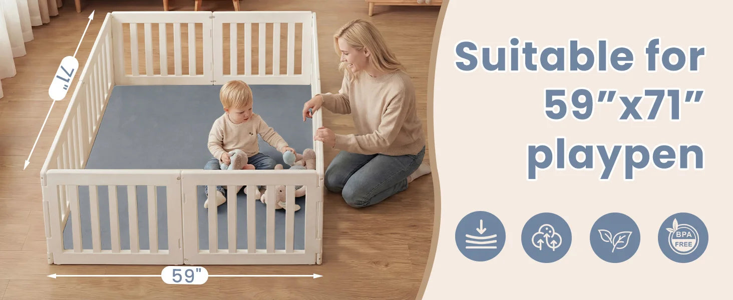 2cm Thick Baby Play Mat Tummy Time Memory Foam Carpet - top-down view