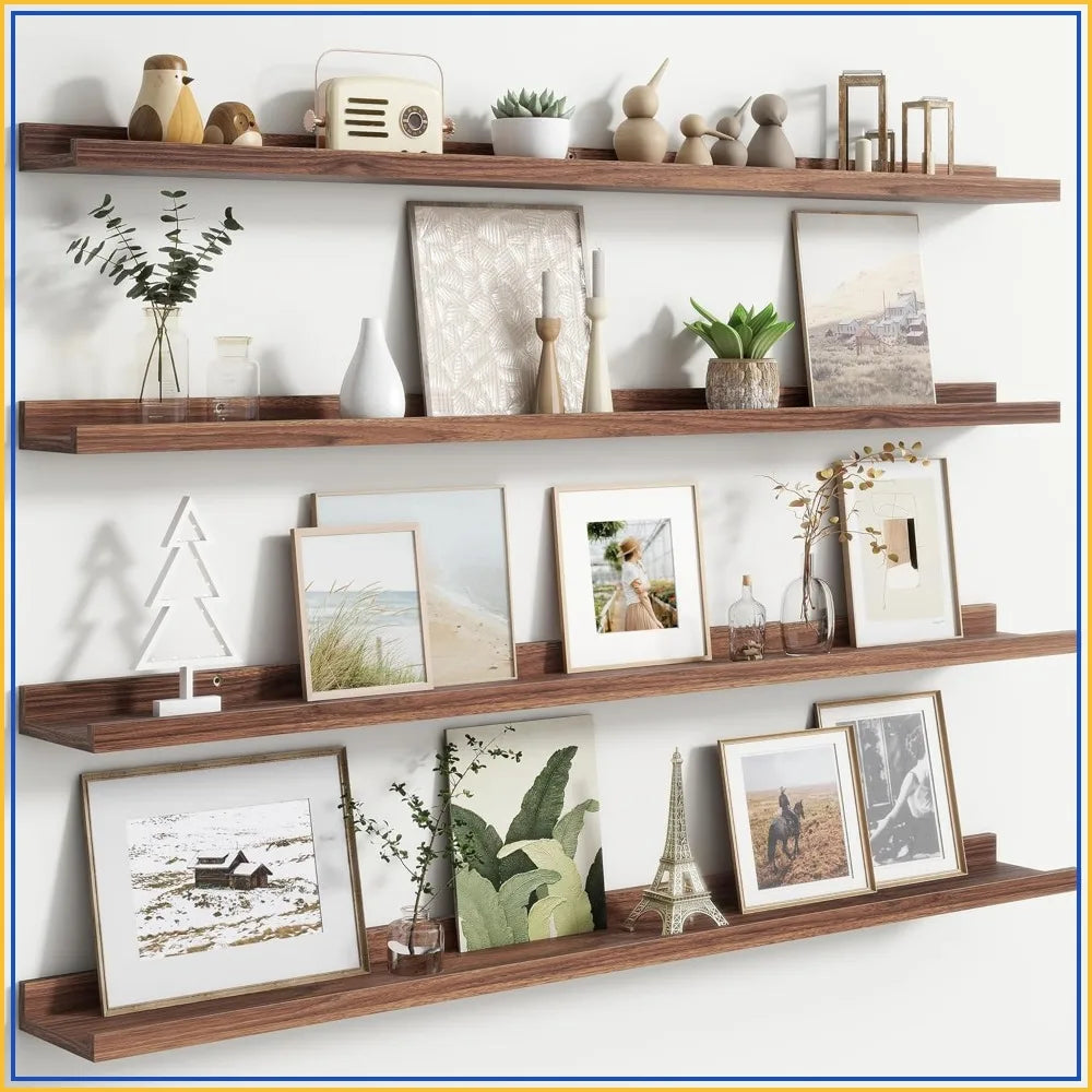 48 Inch Floating Picture Ledge Shelves Set of 4 - front view