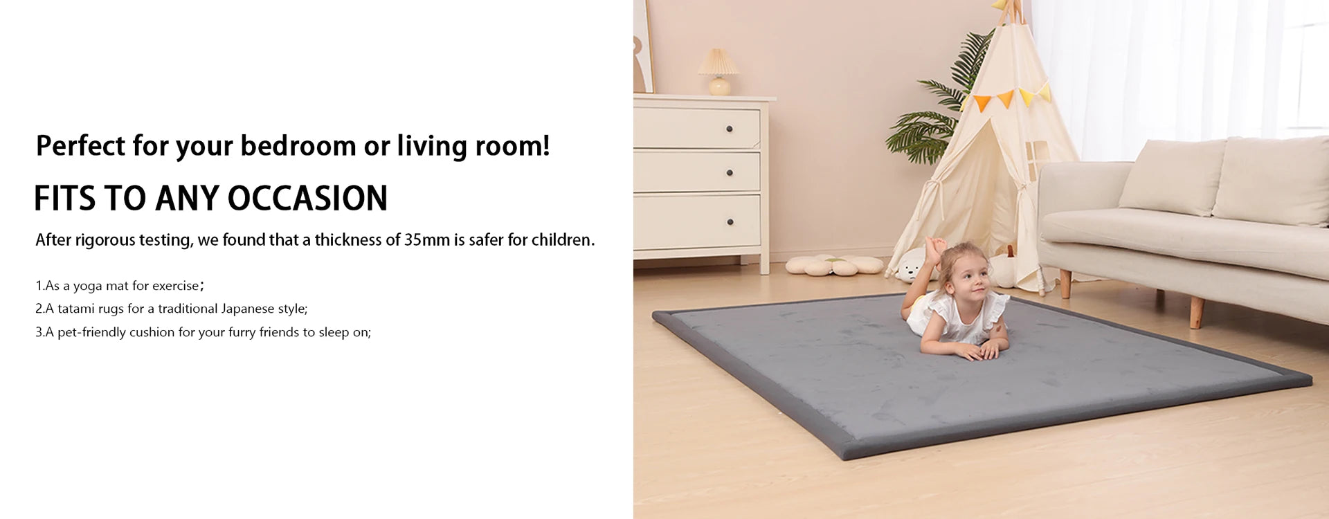 Huloosleep 4 Colors Baby Crawling Play Mats Non-Slip
