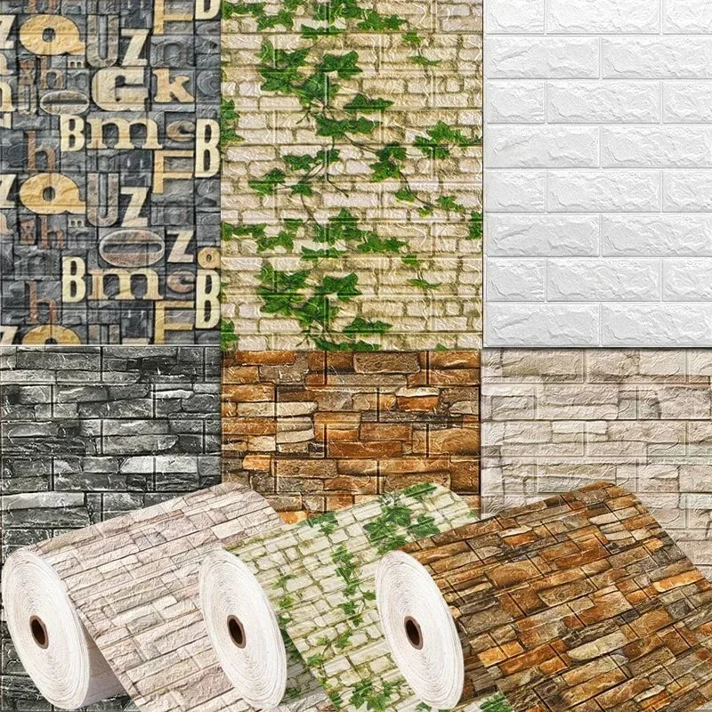 3D Self-Adhesive Wallpaper Continuous Waterproof Brick - front view