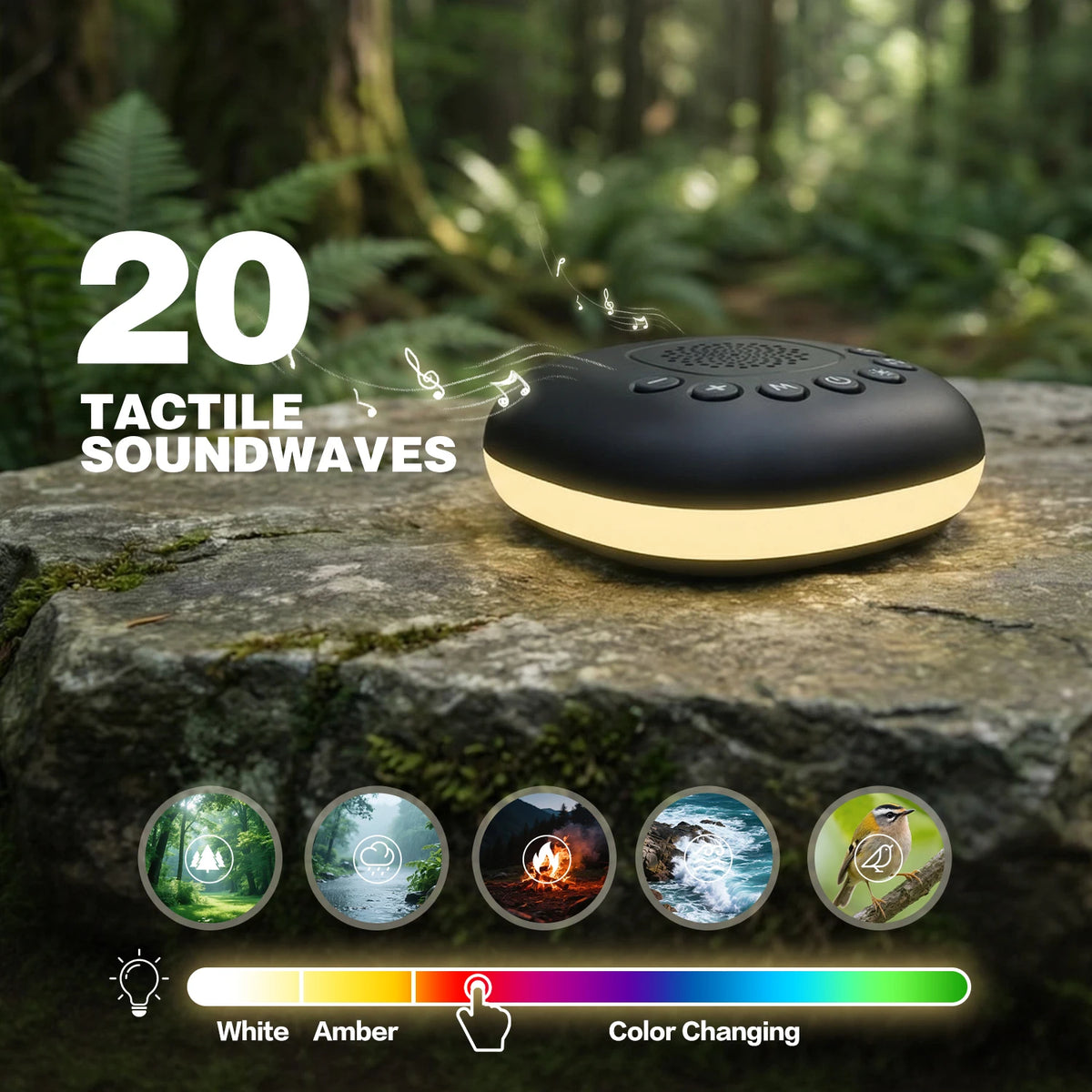 Portable White Noise Machine 20 Sounds RGB Night Light - lifestyle in-use