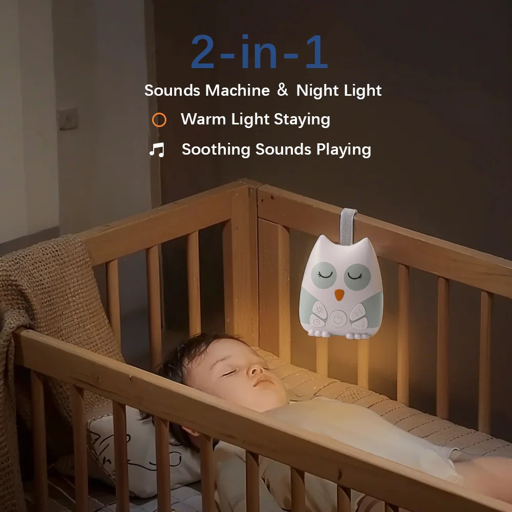 Portable Owl White Noise Machine Baby 30 Soothing - top-down view
