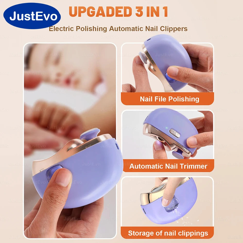 JustEvo Electric Baby Nail Trimmer 3-in-1 Automatic - side angle