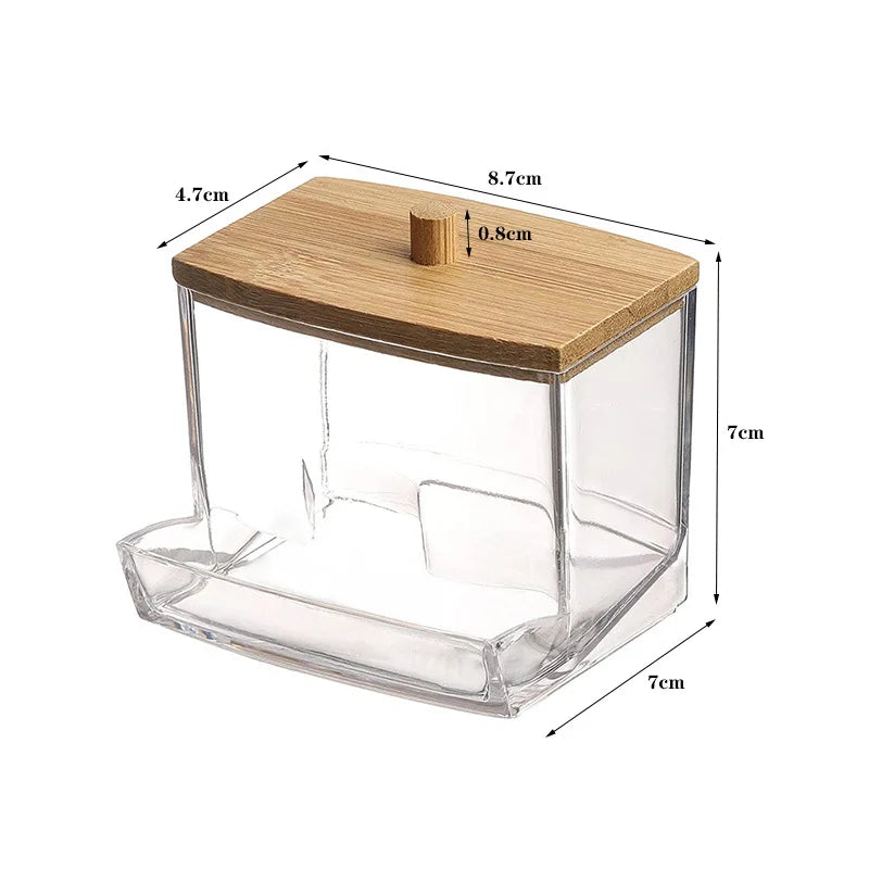 Cotton Swab Storage Box Double Head Wood Baby Cotton - top-down view