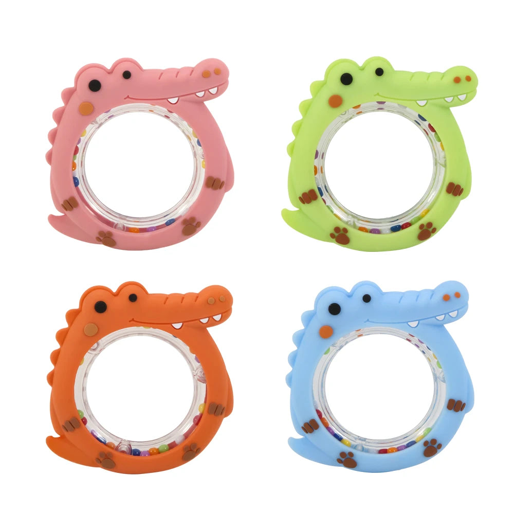 4 Pack Crocodile Baby Teething Rattle Toy BPA Free
