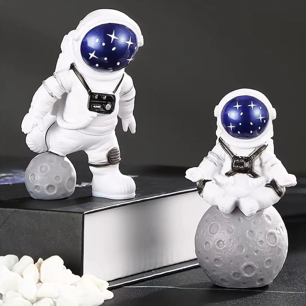 Blue White Astronaut Statues Set of 4 - lifestyle in-use