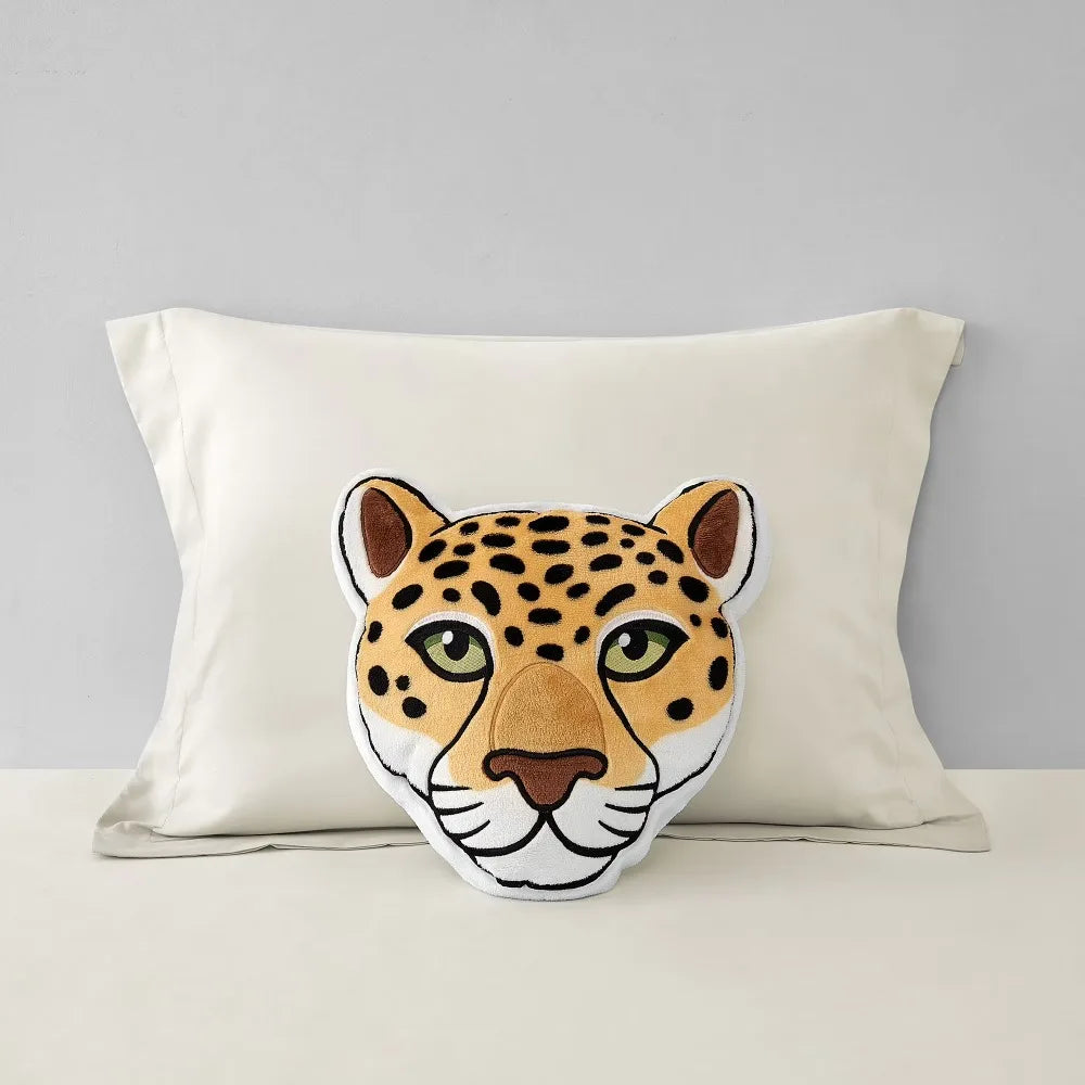 Embroidered Cheetah Decorative Pillow Kids Room 14x14 - packaging view