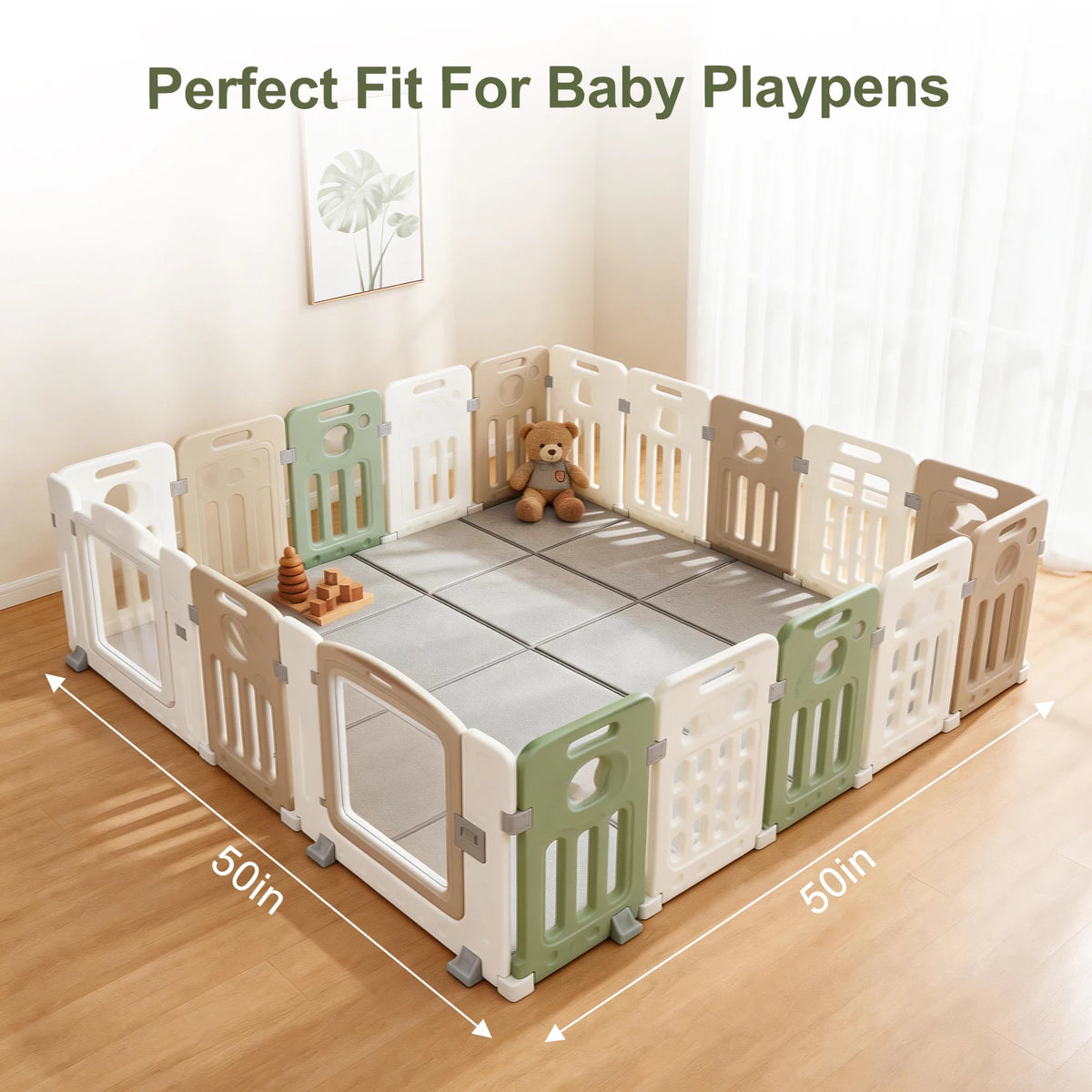 Goyuu Foldable Baby Play Mat for Floor, 50x50 Inch - top-down view