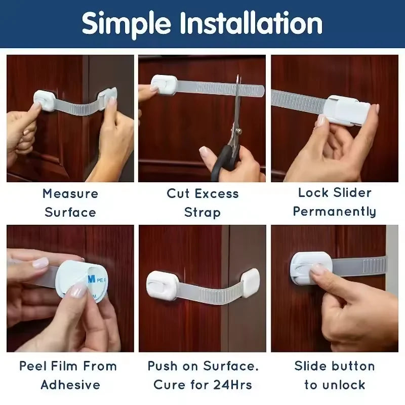 Adjustable No Drilling Child Safety Cabinet Locks - top-down view