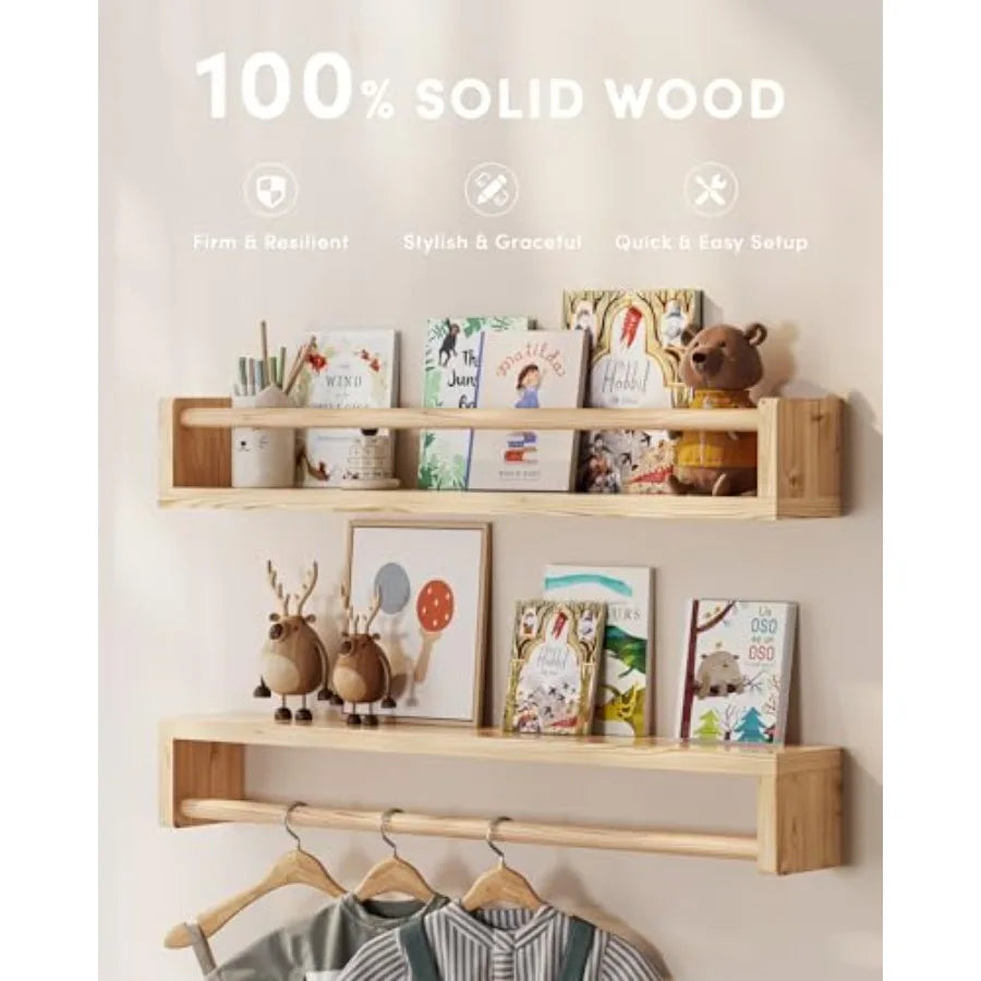 Nursery Book Shelves Set 3 Wall Bookshelf Book Shelf - lifestyle in-use
