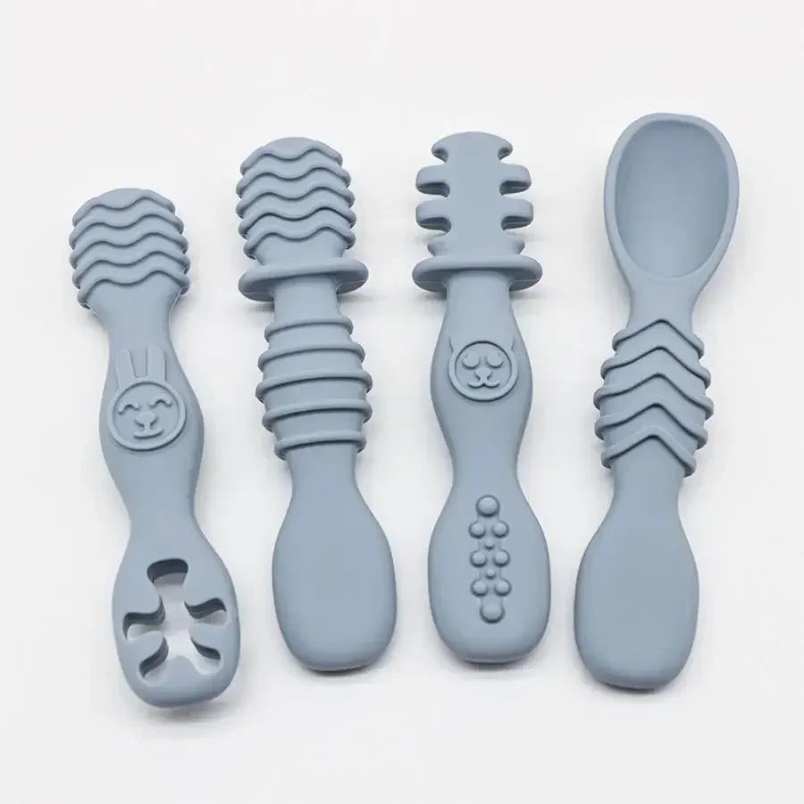 4pcs silicone baby food spoon - set overview
