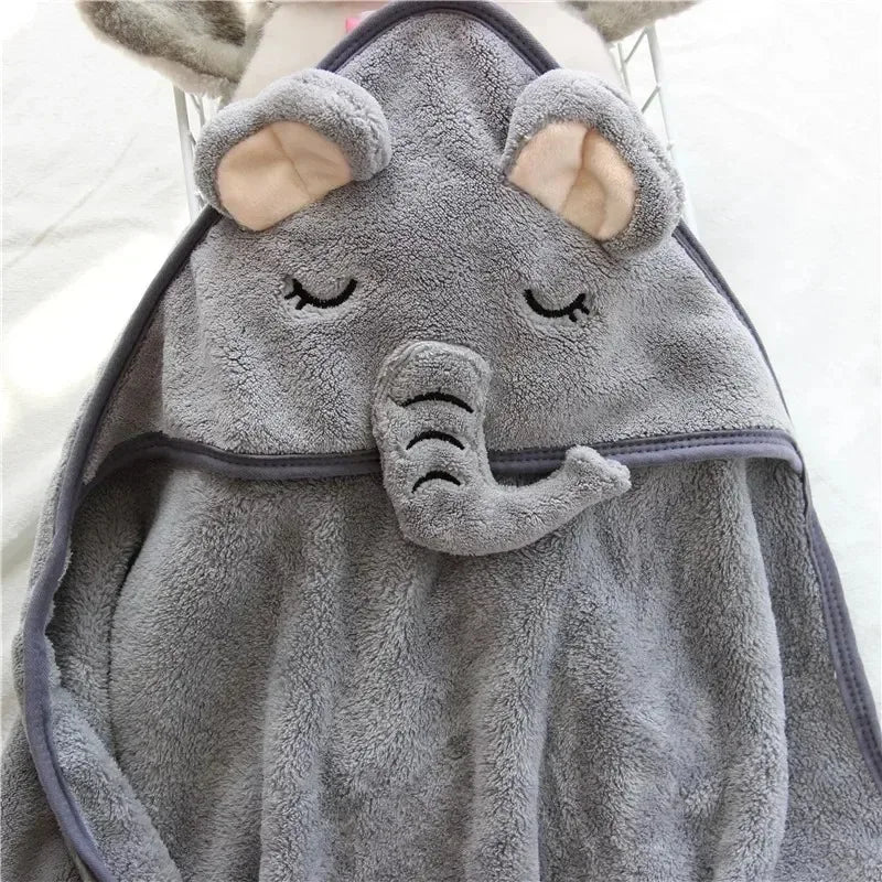 80 80cm Cartoon Baby Bath Towel Body Hooded Polyester