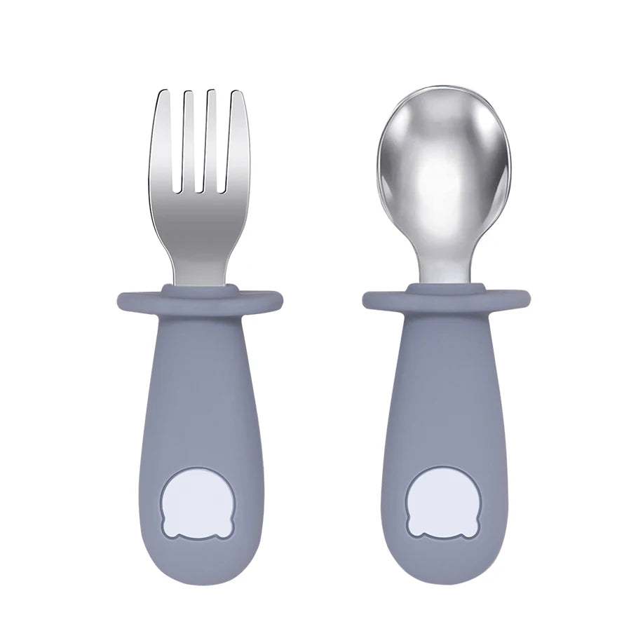 New Design Baby Feeding Solid Food Spoon Fork Set BPA