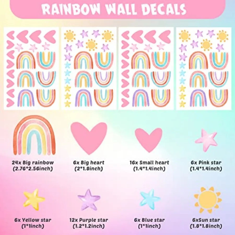 Rainbow Wall Decor Stickers Small Rainbow Decal - size reference