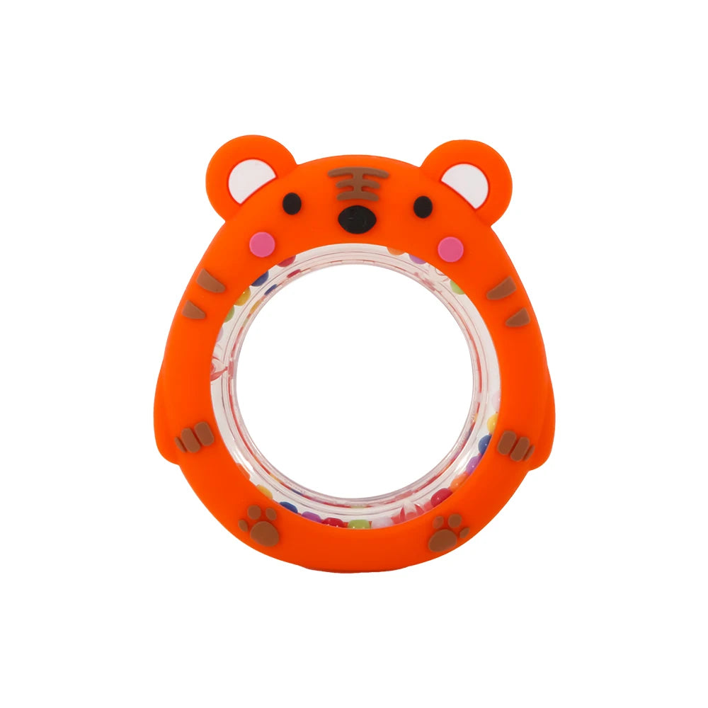 4 Pack Cartoon Tiger Silicone Teething Ring Rattle