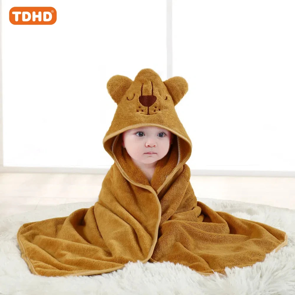 TDHD Hot Selling New Animal Hooded Baby Bath Towel Soft - side angle