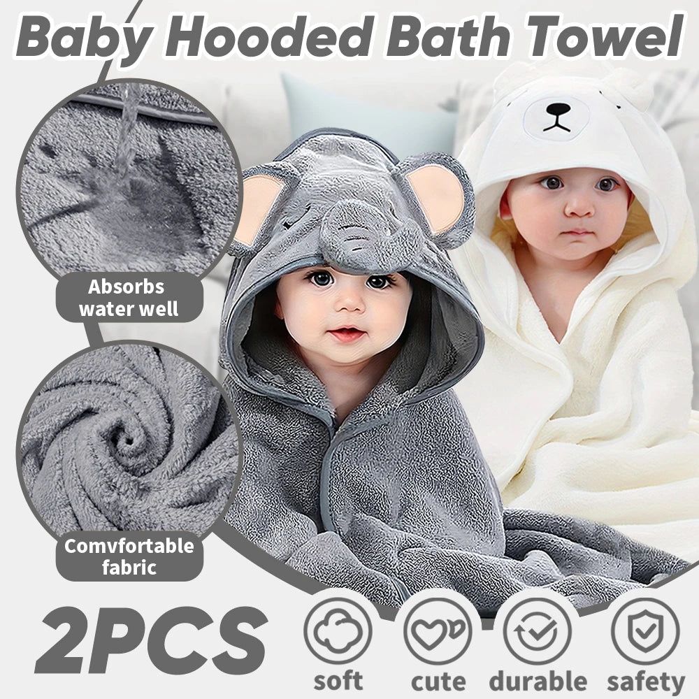 2PCS/Set Hooded Baby Towels