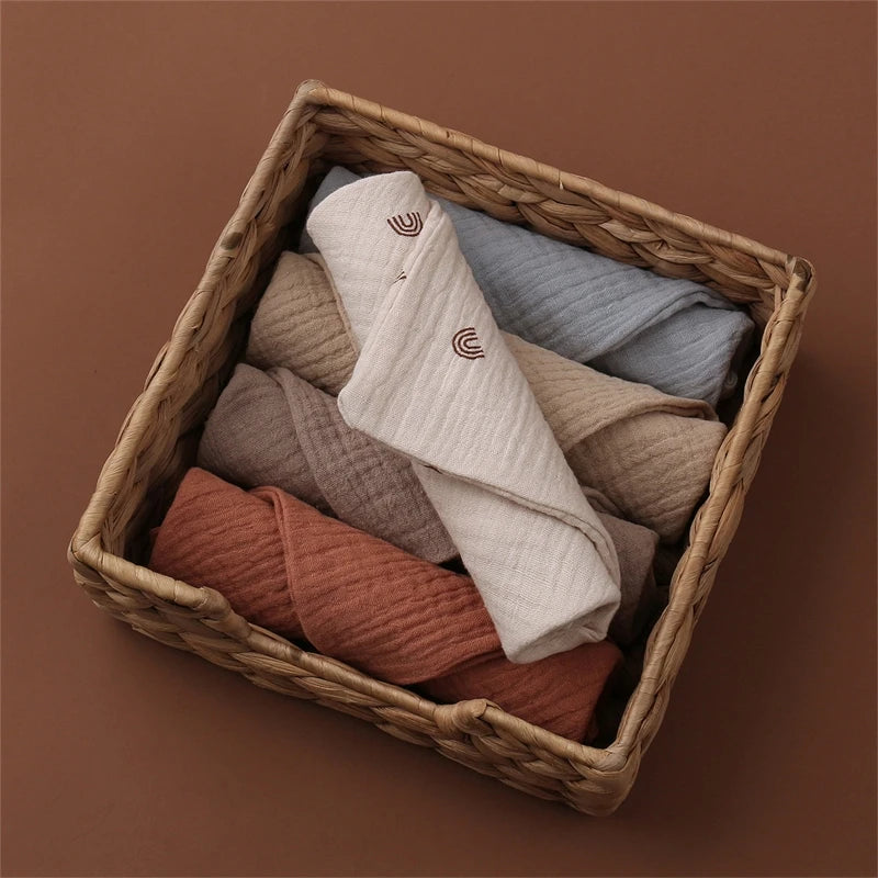 5pcs Set Square Cotton Baby Face Towel Handkerchief - lifestyle in-use