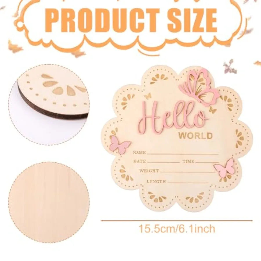 Newborn Announcement Sign, 15.5cm - size reference