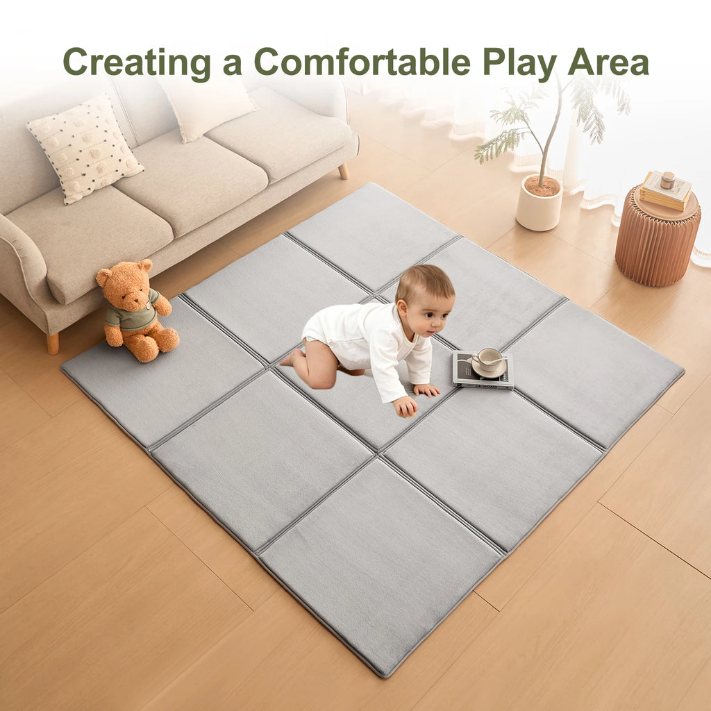 Goyuu Foldable Baby Play Mat for Floor, 50x50 Inch - size reference
