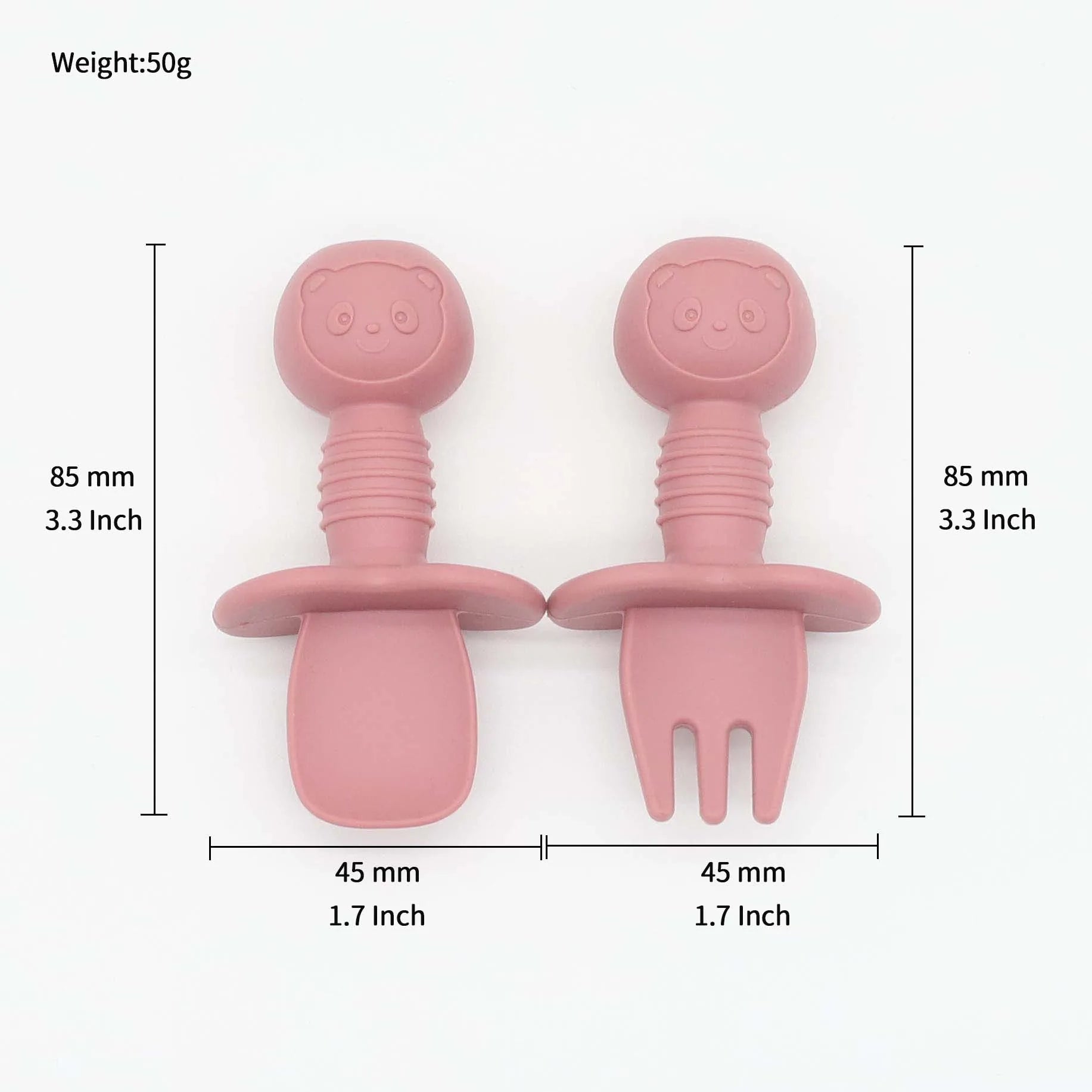 New Little Bear Pattern Baby Food Spoon Fork Short - front view