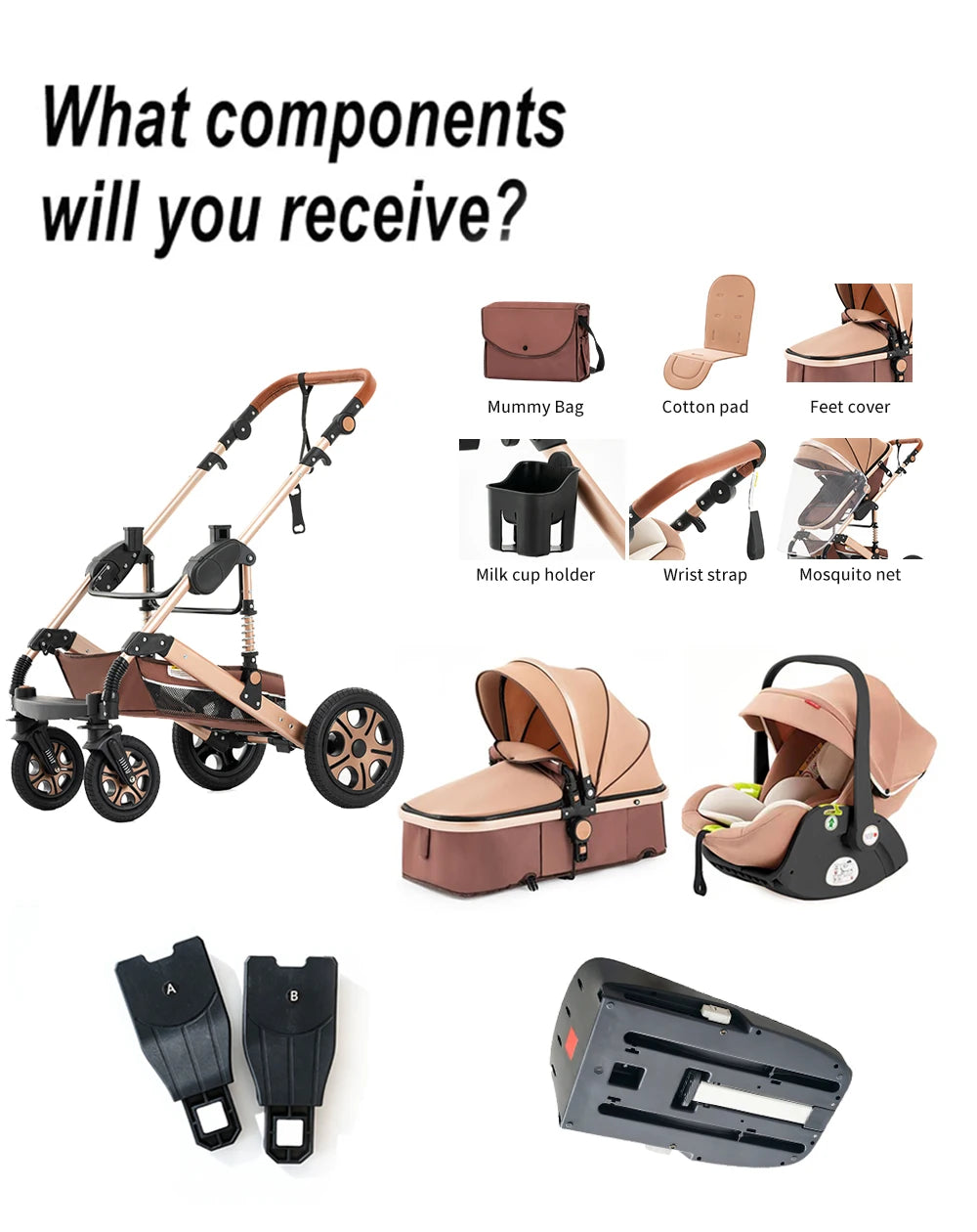 Baby Stroller Combo Car Seat Infant Pushchair Carry Cot - packaging view