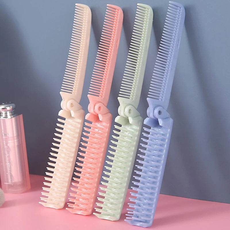 1Pc Portable Travel Hair Comb Brush Foldable Massage - front view